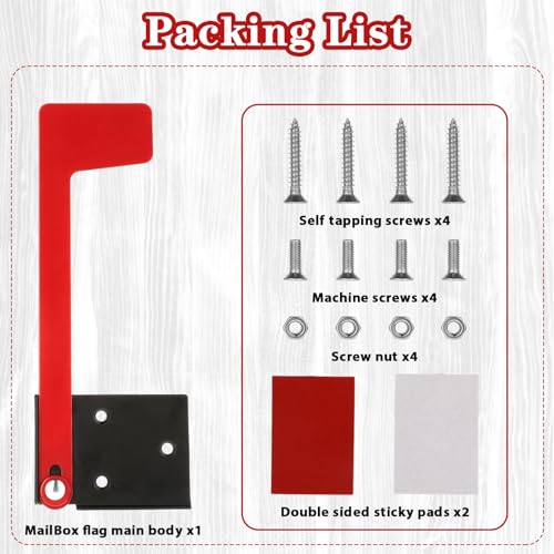 Image of Red Mailbox Flag Replacement Kit Galvanized Steel Professional Flag for Mailbox, Upgrade Sinking-Fixed Design Mail Box Replacement Parts with Sticky Pads Metal Brick Stone Wood and All Other Surfaces
