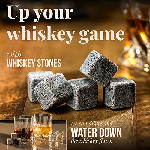 Mixology & Craft COOL FATHERS UNIQUE ROYAL SHAPED Whiskey Stones - Cube-Shaped Granite Chilling Whiskey Rocks Set Of 6 thumb #1