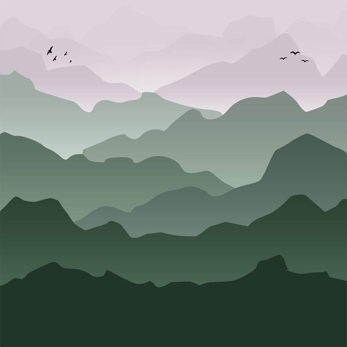 VWAQ Mountain Wallpaper Peel and Stick Nursery Mural Self Adhesive - HOL37 (84" H X 84" W, Green)