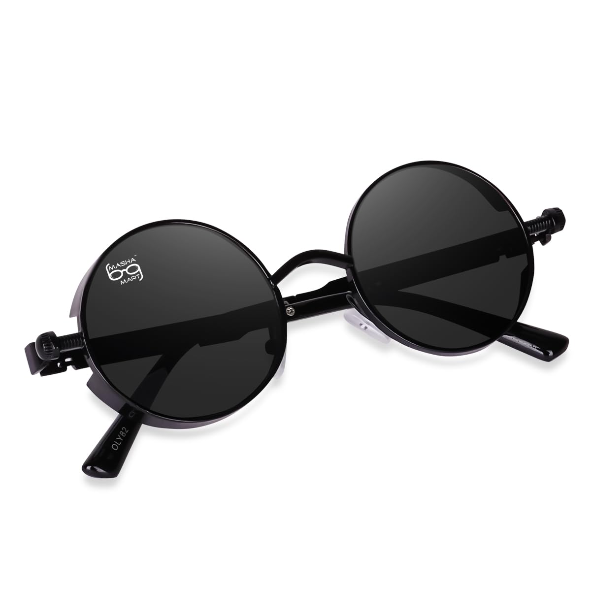 mashamart Tony Stark Steampunk Metal Round Sunglasses for Men (Black, Black)-picture-43