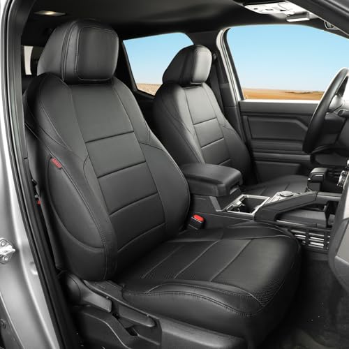 coverdream 4th Gen Tacoma Seat Covers Custom Fit for 2024 2025 Toyota Tacoma (Petrol) Double/Crew Cab SR,SR5,TRD Sport,TRD Off-Road,Limited,Fully Covered,Leather Seat Protector (Full Set,Black)