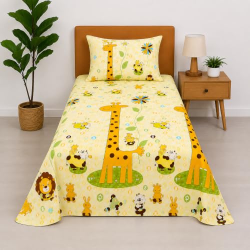 Image of COZY FURNISH Single Bed Sheet Set with 1 Pillow Cover, 60 x 90 Inches, Premium Microfiber Cotton, Soft Bed Linen for Home