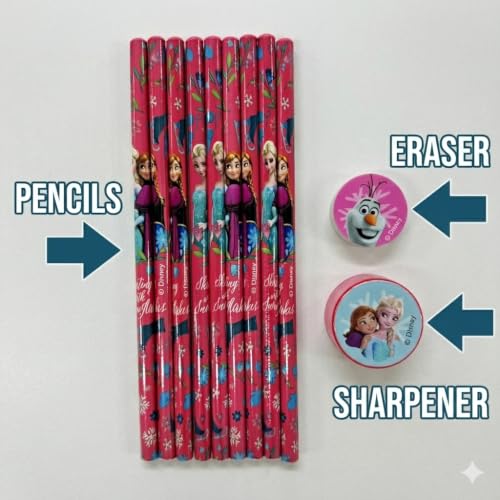 Image of Frozen 11 pcs Stationery Set Pencils, Eraser, Sharpener | Study Kit for Boys & Girls | School Gift Set | Return Gift