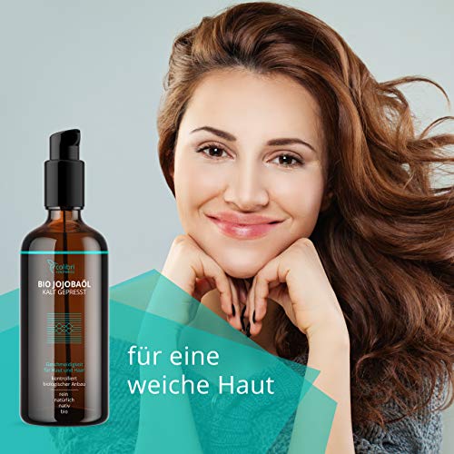 Bio Jojobaöl Kaltgepresst - 100% rein - für gesunde Haare, weiche Haut und starke Nägel - Auch für Gesicht geeignet - 100ml in Lichtschutz Glasflasche - nativ, made in Germany, von colibri skincare - Image 4
