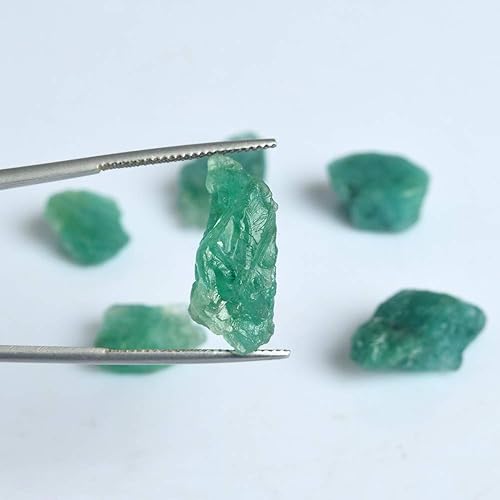 Vista 2 de Piedras preciosas esmeralda grado AA en bruto 54.50 Ct Lote de 6 piezas de esmeralda verde esmeralda para curación de cristales de Wicca y Reiki
