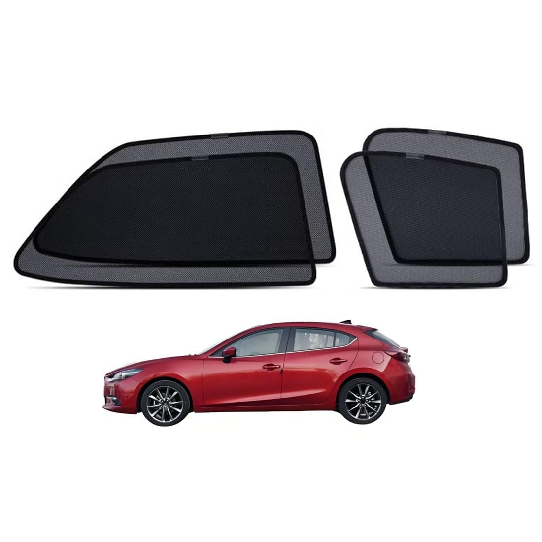 Sonnenschutz Auto Baby Kinder Sonnenblende Für Mazda 3 Hatchback BM 2014-2018 UV Schutz Magnetisch Vorhang Autofenster Seitenscheibe Sonnenschutz Zubehör Faltbar(Front+Rear 4pcs)