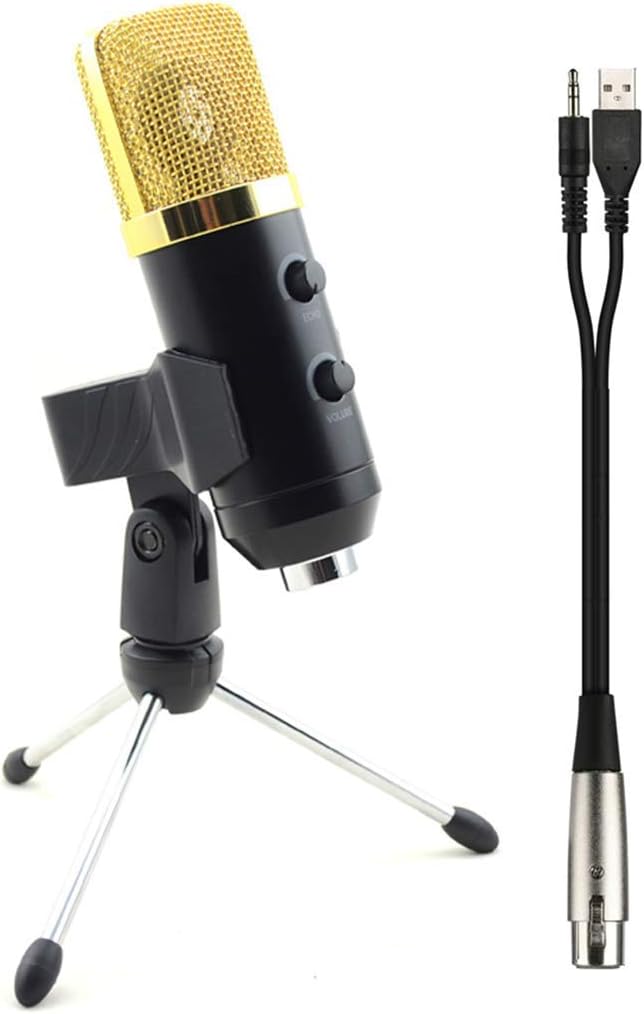 CWCQGH Studio Recording Microphone, Condenser Broadcast Microphone with Stand for PC Computer Phone Conference Call, Live Stream,Podcasting,Gaming,Karaoke Singing, USB/3.5mm