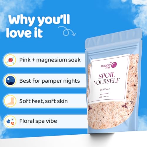 Bubble Me Relax & Recover Combo | Spoil Yourself Bath Salt 400g + Magnesium Powered Epsom Bath Salt 1kg | Aromatherapy & Peppermint Oil | Stress Relief, Muscle Recovery & Better Sleep - Image 3 thumbnail