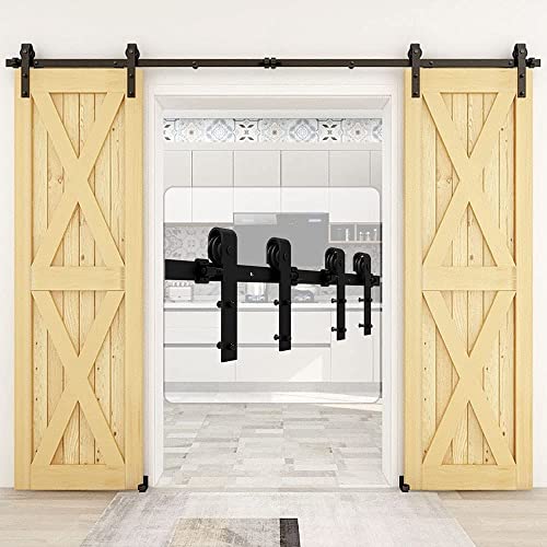 CCJH 吊り引き戸レール 7FT/2.13メートル 両引き戸用 バーンドア トラックレール 金具吊る扉 室内ドアDIY 建具金物