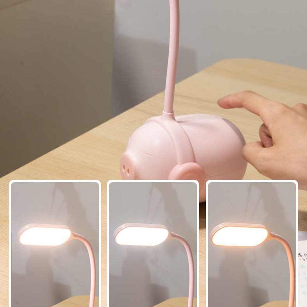 Lampy Biurkowe Pielęgnacji Śliczna Świnia Lampa Biurkowa Ściemnialna Nauka Pisania Ochrona Oczu Stołowa Led USB Do Ładowania Lampy Biurkowe Lampa Nauki Oczu
