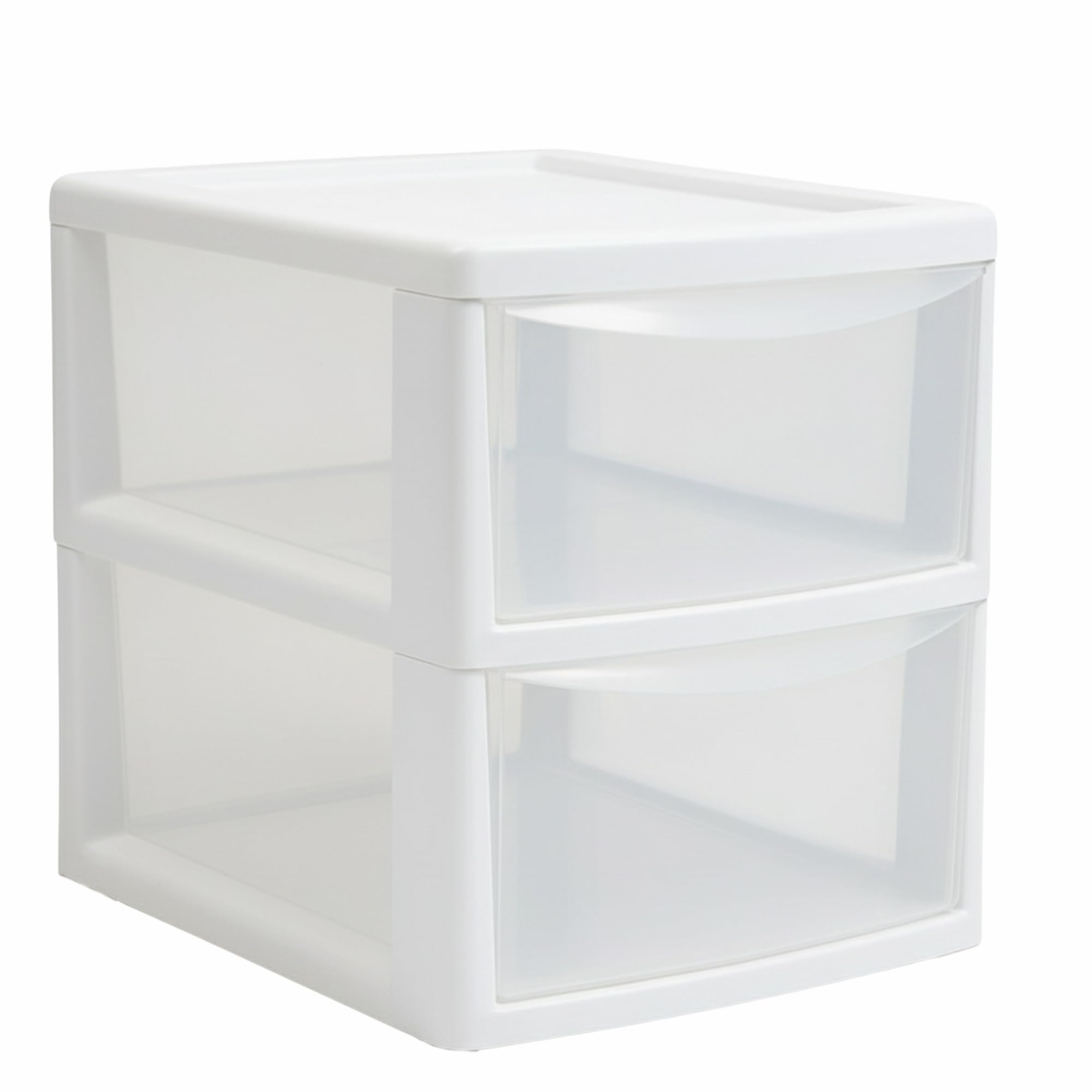 Sidsons - Large Plastic Storage Drawer Unit - Stackable Transparent Units - Clear Drawers for Home, Office Makeup Organiser - Compact Organiser Chest - Multi-Room Storage Solution (White, 2 Tier)