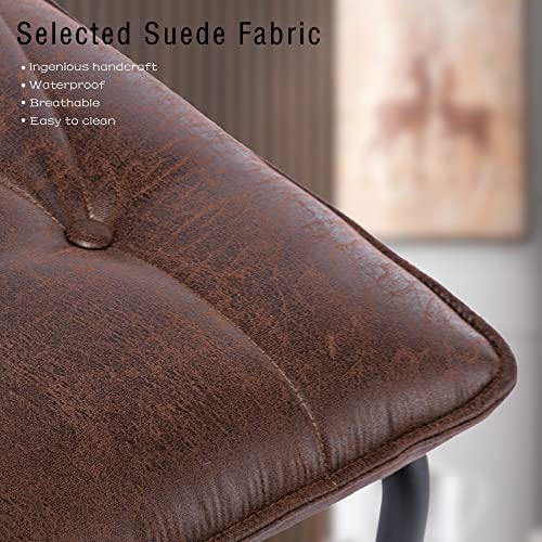 Bv Dining Chair Set Of 2, Vintage Suede Mid Century Dining Chair, Suede Fabric Chairs With Metal Chrome Legs For Kitchen, Dining Room, Living Room #TOP4