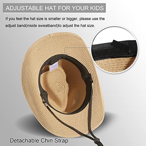 Jastore Kids Toddler Western Cowboy Hat Summer Beach Straw Sun Hat Cowgirl Hat for Girls Boys3