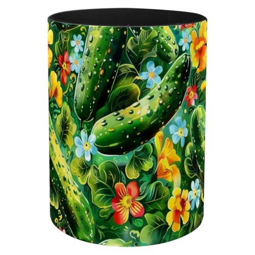 Pot à crayons fleurs et concombres idéal pour bureau et école - 2