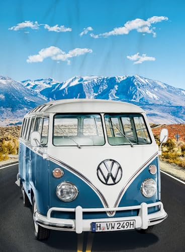Manta grande VW Volkswagen T1 Adventure – Azul 150 x 200 cm Bulli Manta de forro polar para furgoneta Camper Van Manta Ideal para Sofá y Cama a juego con ropa de cama