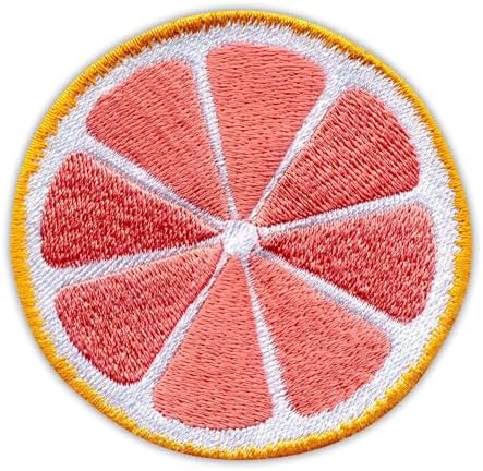 Set of Four - Patchion Slice of Grapefruit 2.4" - Black Hook and Loop - Embroidered Patch/Badge/Emblem image 4