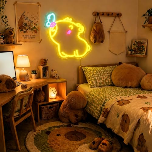 Image of Neon Sign, Capybara Neon Signs for Wall Decor LED Signs Neon Light | Capybara Neon Sign for Bedroom, Living Room, Kids Room, Gaming Room, Party, Bar, Home Decor, Gift, USB Powered