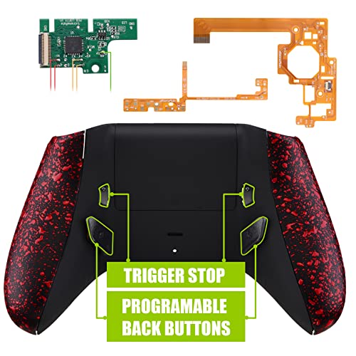 Image of eXtremeRate Textured Red Lofty Programable Remap & Trigger Stop Kit, Upgrade Boards & Redesigned Back Shell & Side Rails & Back Buttons & Trigger Lock for Xbox One S /X Controller Model 1708