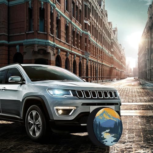 Image of Camper Spare Tire Cover 18 Inch Mountain Adventure Universal Wheel Tire Cover Waterproof Dust-Proof Tire Protectors Camper Spare Tire Cover Mountain Forest for Camper Trailer Truck SUV Universal