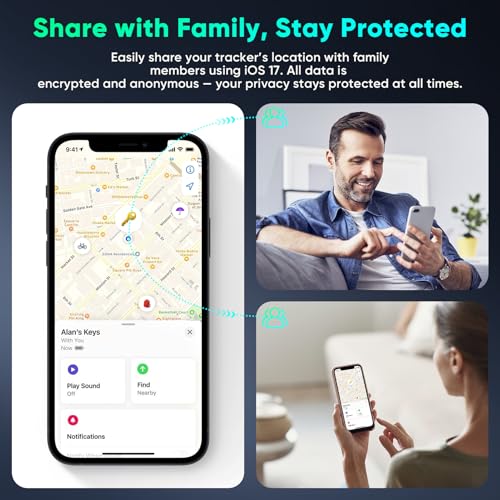 Image of 4-Pack Air Tracker Tags Compatible with Apple Find My (iOS Only) Bluetooth Tracker, Smart Keys Finder and Item Locator with Hooks for Wallet Luggage Backpack 2B2W