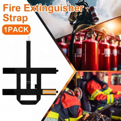 Image of Shyyween 1 Pcs Adjustable Fire Extinguisher Carrying Strap, Reflective Firefighter Water Can Extinguisher Strap High-Strength Nylon Harness with Metal Buckle Fire Safety Gear (Orange)