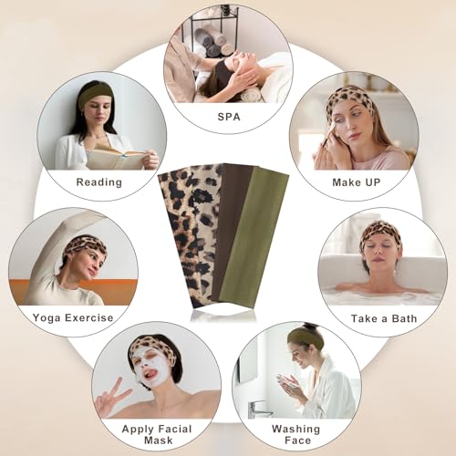 Haarbänder für Damenhaar, 5 cm, elastisches Stirnband, weich, atmungsaktiv, Haarbänder für Damen, Mädchen, für Sport, Make-up, Yoga, Laufen, 4 Stück