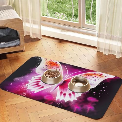 Tapis de nourriture pour chien antidérapant et super absorbant rose - 2