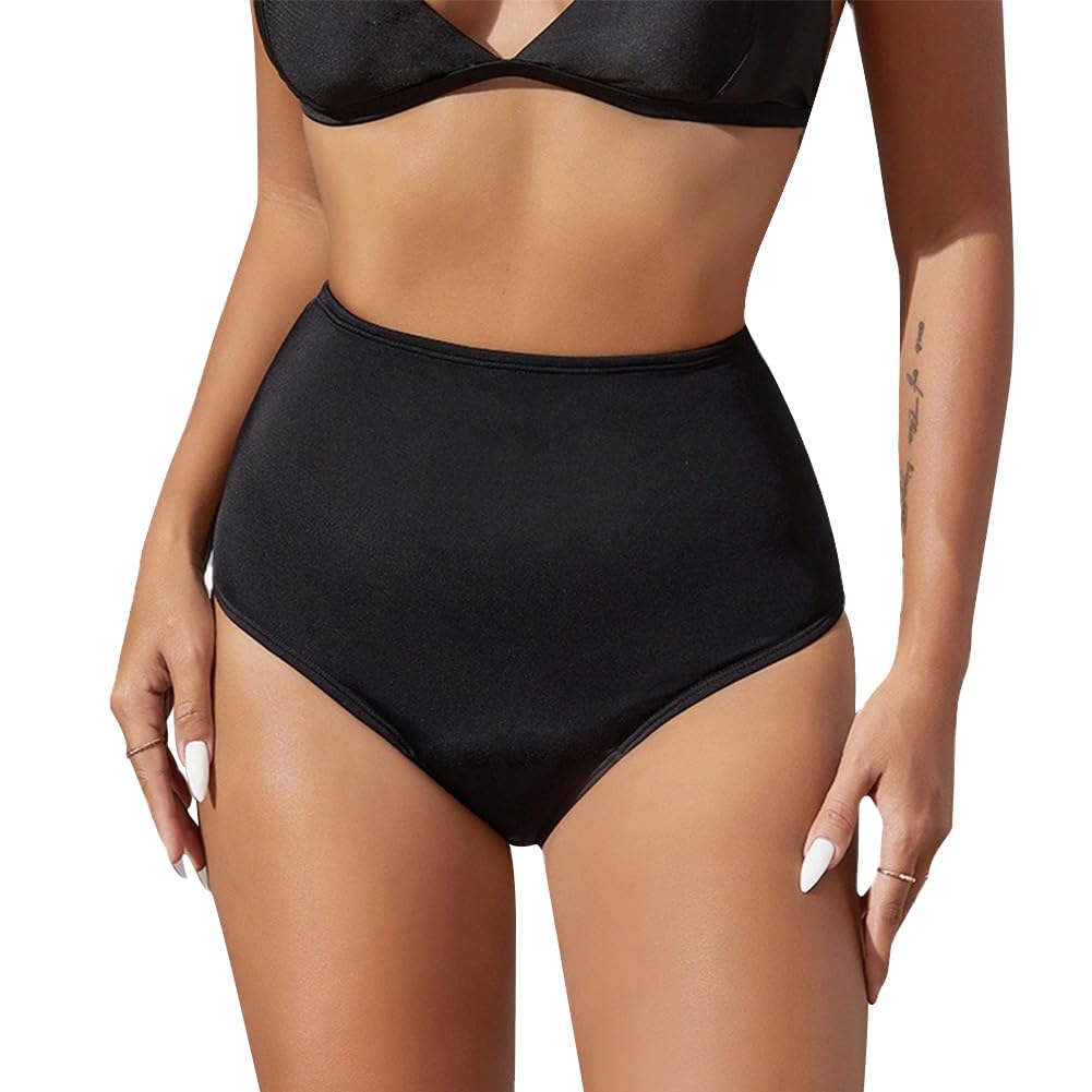 flintronic Spodnie z epoki, bikini z wysokim stanem, bielizna menstruacyjna, szczelna bielizna, spodnie kąpielowe, odpowiednie do pływania, dla dziewcząt, nastolatków, kobiet, czarne