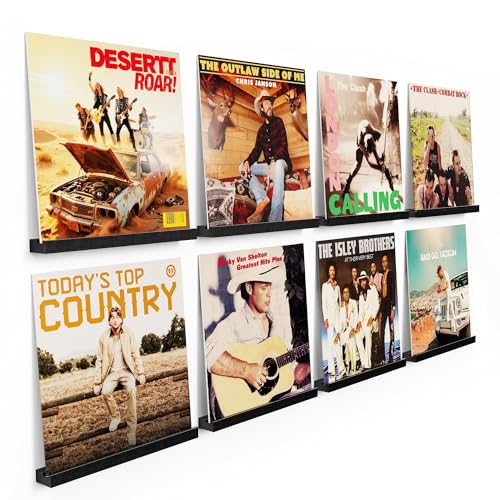 Emfogo Vinyl Record Shelf Wall Mount, 8 Pack Album...