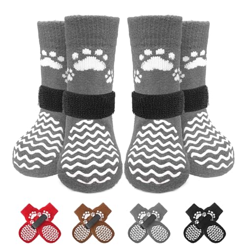 EXPAWLORER-Anti-Slip-Dog-Socks-for-Hardwood-FloorSoft-and-Warm-Thickened-Dog-Winter-SocksDog-ShoesPaw-Protectors-for-Cold-PavementPrevent-LickingTraction-Control-for-Small-Medium-Large-Senior-Dog