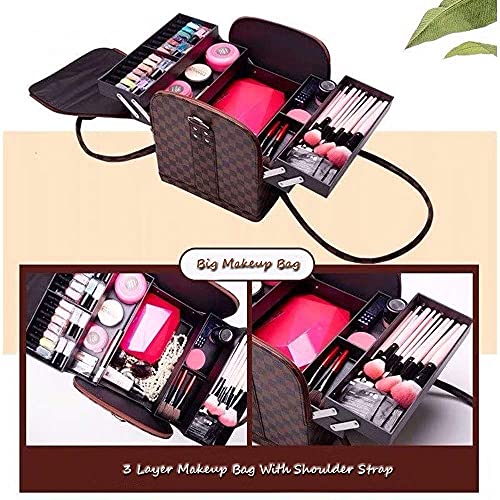 Image of Pu Leather Professional Cosmetic Organizer Box | Large Capacity Makeup Organizer for Storage