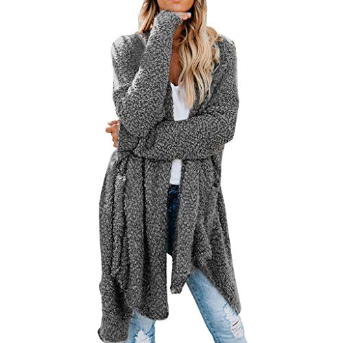 Preisvergleich Produktbild TEBAISE Plüschjacken Damen Revers Mantel Winterjacke Steppjacke Warm Cardigan Kapuzenjacke Plüsch Outwear Faux Wolle Winter Mantel 2019 Winter Kurzmantel Einfarbig Lange Ärmel Parka mit Taschen