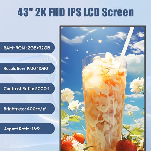 Image of MWE 43 Inch Mobile Digital Signage Display Kiosk with Flight Case, Portable Digital Poster with Screen Mirroring App Publishing, Advertising Display Kiosk, Android OS