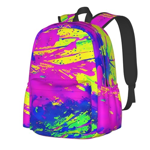 Rainbow Paint Splatters Backpacks 15 Inch Laptop Backpack Multipurpose Double Shoulder Bag for Men Women Gifts