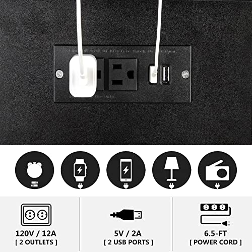 Szlhanjz Slim End Table, Narrow Nightstand With Charging Station, Slide Open Sofa Bed Side Table With Drawers Storage Shelf, 3-Tier Wood & Metal Modern Nightstand For Home Office Dorm, Black #TOP4
