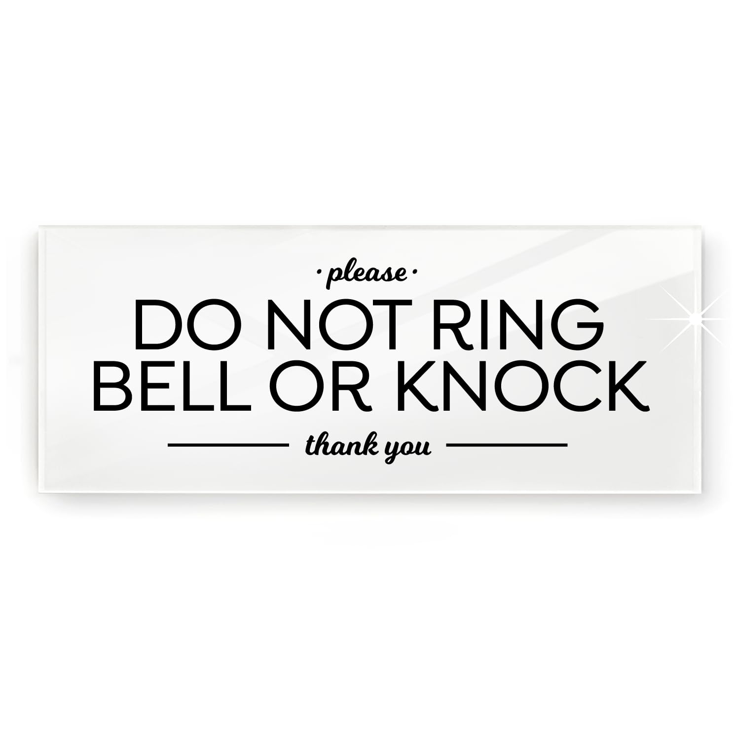 No Disturb Sign 12X6 Inch - Do Not Ring Bell or Knock Acrylic Designer Sign, Ready to Stick, Premium & Durable