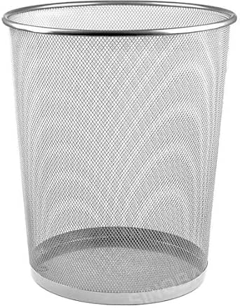 Wire Waste Paper Basket, Rubbish Bin, Height 34 cm, 18 Litres, Black/Silver Silver