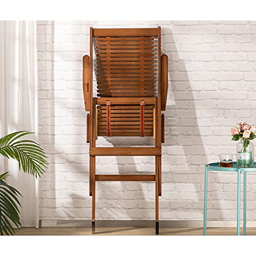 Abocofur Bamboo Folding Lounge Chair, Indoor&Outdoor Lazy Recliner With Armrest, Home Zero Gravity Chair For Lunch Break, Portable Chaise For Patio, Balcony, Walnut #TOP5