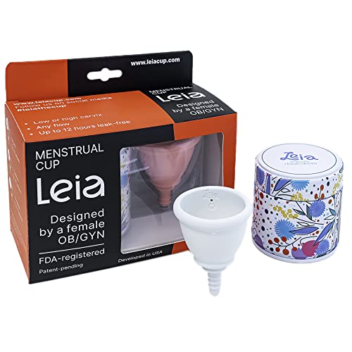 Image of Leia Premium Soft Menstrual Cup with Metal Carrying Case | OB /GYN Designed | Low Cervix | Firm Rim | Muscle Support | Cups for Teens | Compact (Medium)
