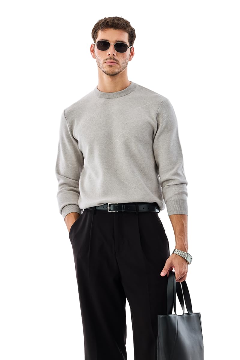 snitch Men's Sweater | Regular Fit Crew Neck Full Sleeve Sweater with Geometric Pattern | Soft Knit Viscose Blend Lightweight Casual & Stylish Winter Wear for Men-picture-28