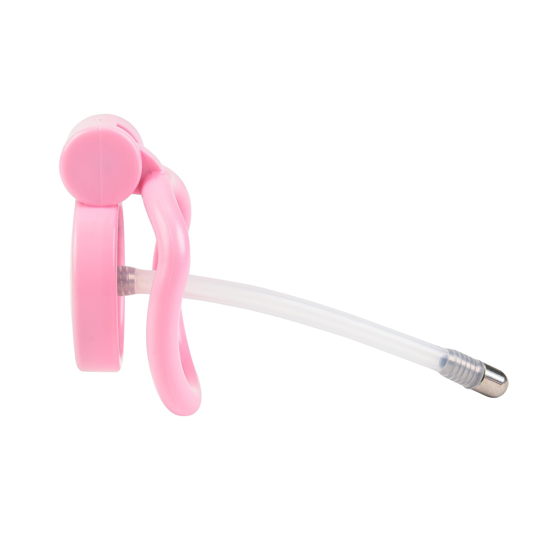 Resin Chastity Cock Cage Inverted Penis Bondage Cage For Men/Male Sex Toy Chastity Lock Device with 5 Rings - pink
