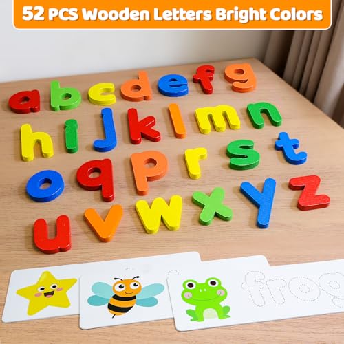 BEESTECH Alphabet ABC Learning Educational Toys for 3 4 5 Years Old Boys Girls, Wooden Puzzle Flash Cards Preschool Activity Letter Matching Games for Kids Toddlers - Image 6