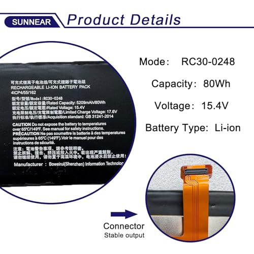 Image of 80Wh RC30-0248 Laptop Battery for Razer Blade Advanced 15 2018 2019 2020 2021 RTX 3070 3080 2070 2080 Blade RZ09-0367x RZ09-0367 RZ09-0330x RZ09-03018 RZ09-0301 4ICP4 /55 /162 5029mAh
