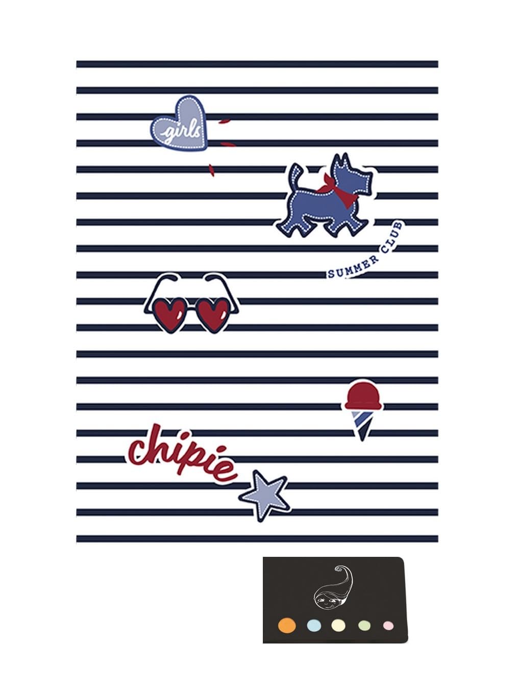 Lote de cuaderno de texto de chipie Hamelin + 1 índice adhesivo Blumie (marinera)