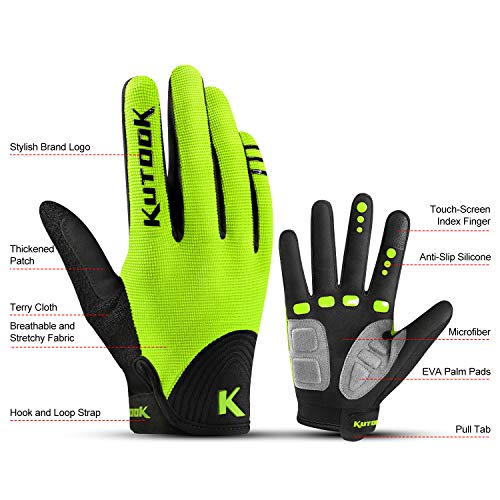 Image of KUTOOK Cycling Gloves Full Finger Touch Screen Wear Resistant with Shock Absorbing Pad Bike Gloves Men for MTB Road