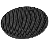 TENOC Silicone Trivet Mats for Hot Pots & Pans, Heat Resistant Pot Holder, Non-Slip Hot Pads for Dishes & Cookware, Multipurpose Kitchen Table Teapot Coaster, 7.1 Inch, 1 Pcs, Black