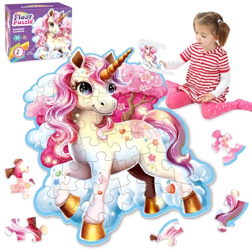 Puzzle Niños 3 4 5 6 7 Años, 45 Piezas Puzzle Unicornio, Rompecabezas Niños Puzzle para Niña Rompecabezas de Regalos Educativos Montessori Unicornios para Niñas