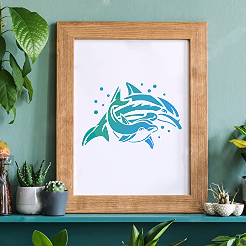 FINGERINSPIRE Stencil con delfini, 29,7 x 21 cm