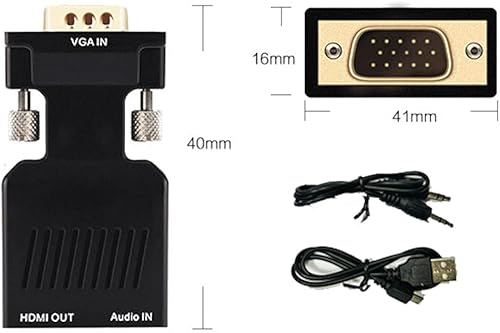 Miniatura 6 de JacobsParts Adaptador VGA a HDMI con PC de audio a monitor de TV proyector 1080P convertidor activo