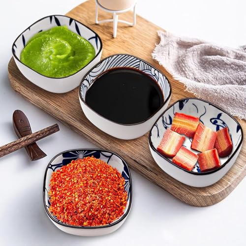 Image of KPNG Japanese Style Ceramic Bowls, Set of 6, 9.2 cm, Decorative Dip Bowls for Cereal, Soup, Pasta, Oatmeal, Salad and Rice, Microwave and Dishwasher Safe (Pack of-6)